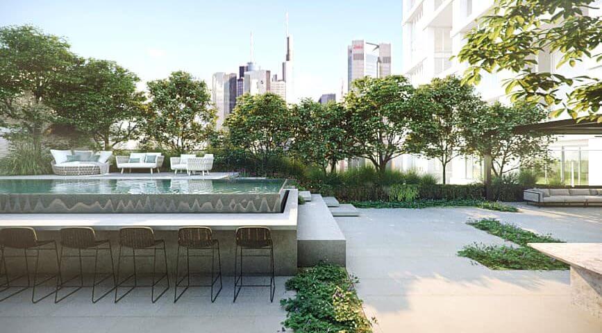 בריכת גלישה נגטיבית נירוסטה עם קירות מפל